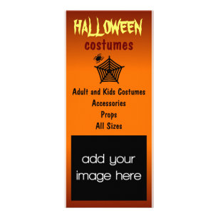 Black Spider en Web Halloween Costumes Rack Cards Reclamekaart