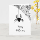 Black Spider en Web Happy Halloween Kaart (Gele Bloem)