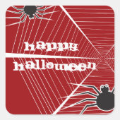 Black Spider en Web Kind Halloween Party Favor Vierkante Sticker (Voorkant)
