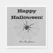 Black Spider Grey Paper Halloween Party Napkins Servet (Voorkant)