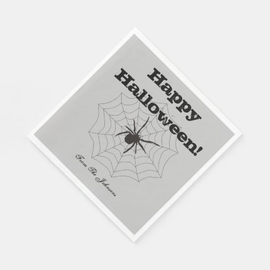 Black Spider Grey Paper Halloween Party Napkins Servet (Hoek)