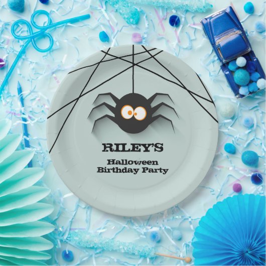 Black Spider Halloween Birthday Party Papieren Bordje (Feest)