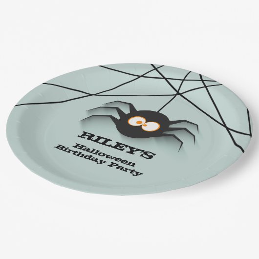 Black Spider Halloween Birthday Party Papieren Bordje (Gekanteld)