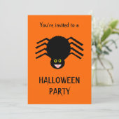 Black Spider Halloween Party  Invitati Kaart (Staand voorkant)