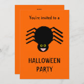 Black Spider Halloween Party  Invitati Kaart (Voorkant / Achterkant)