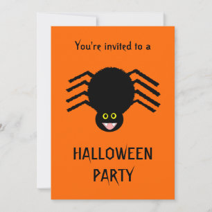 Black Spider Halloween Party  Invitati Kaart