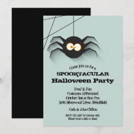 Black Spider Halloween Party Kaart