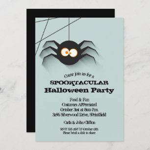 Black Spider Halloween Party Kaart