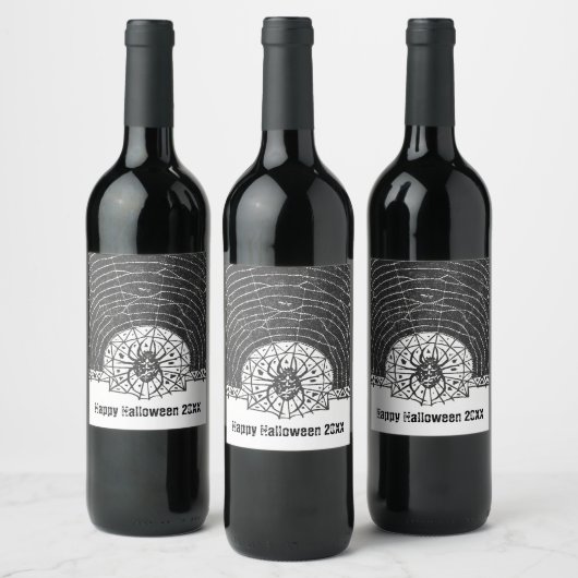 Black Spider Insect Halloween 2021 Wijn Etiket (Flessen)