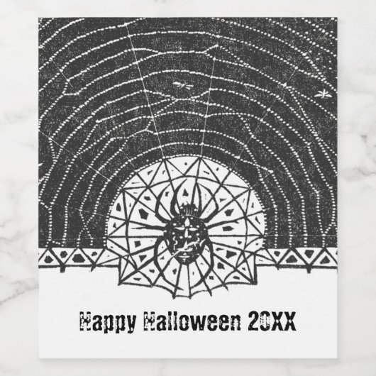 Black Spider Insect Halloween 2021 Wijn Etiket (Enkel label)