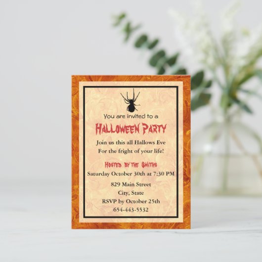 Black Spider Invitation Kaart Sjabloon (Staand voorkant)