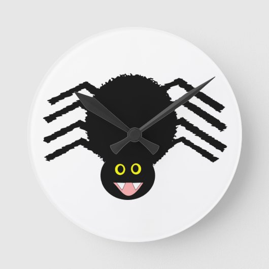 Black Spider Wall Clock Ronde Klok (Voorkant)
