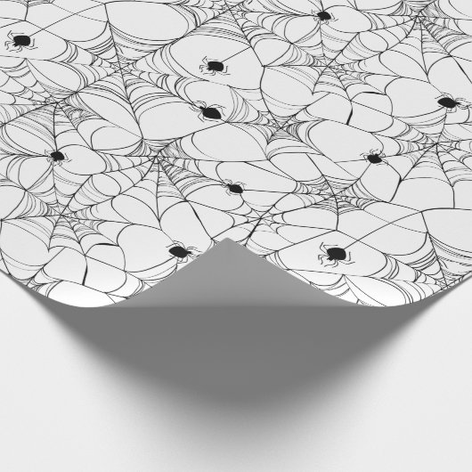 Black Spider Web Halloween Cadeaupapier (Hoek)
