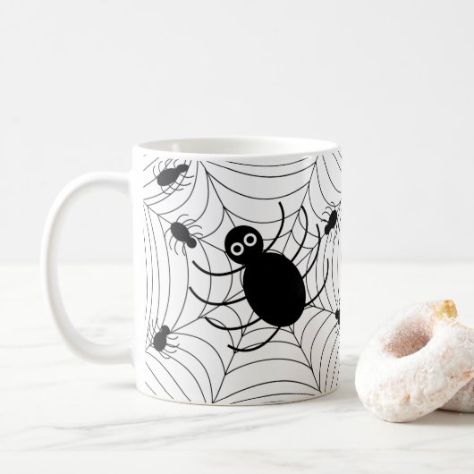Black Spider Web Halloween Decor Koffiemok (Met donut)