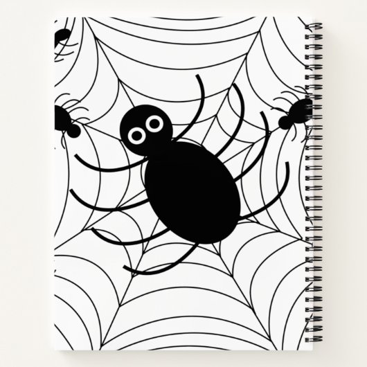 Black Spider Web Halloween Spooky Notitieboek (Achterkant)