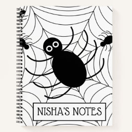 Black Spider Web Halloween Spooky Notitieboek