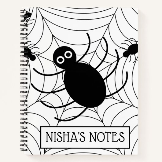 Black Spider Web Halloween Spooky Notitieboek (Voorkant)