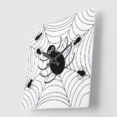 Black Spider Web Halloween Vierkante Klok (Hoek)