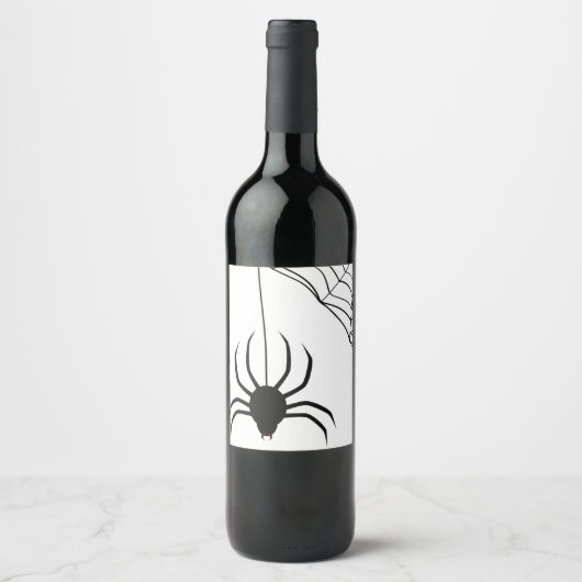 Black Spider Web Halloween Wijn Etiket (Voorkant)