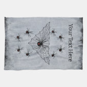 Black Spider Web omgeven door zwarte witte weduwen Theedoek (Horizontaal)