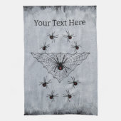 Black Spider Web omgeven door zwarte witte weduwen Theedoek (Verticaal)
