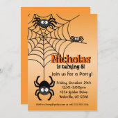 Black Spider Web Oranje Hallowen Party Invite Kaart (Voorkant / Achterkant)