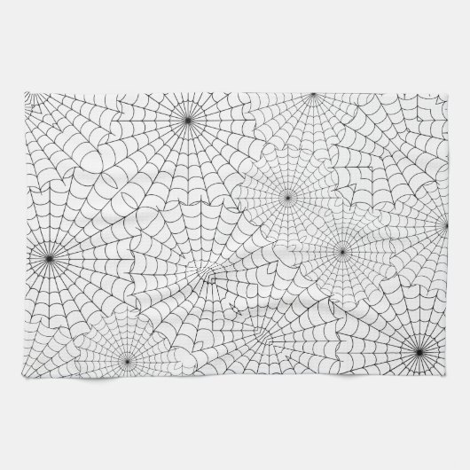 Black Spiderwebs Halloween Theedoek (Horizontaal)