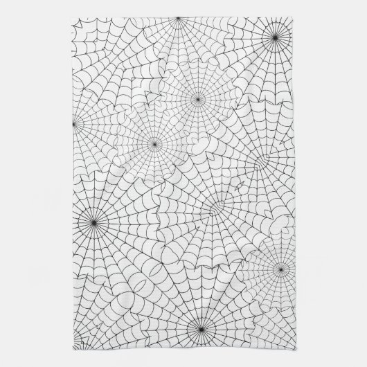 Black Spiderwebs Halloween Theedoek (Verticaal)