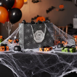 Black Spiderwebs Happy Halloween Groot Cadeauzakje