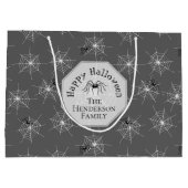 Black Spiderwebs Happy Halloween Groot Cadeauzakje (Achterkant)