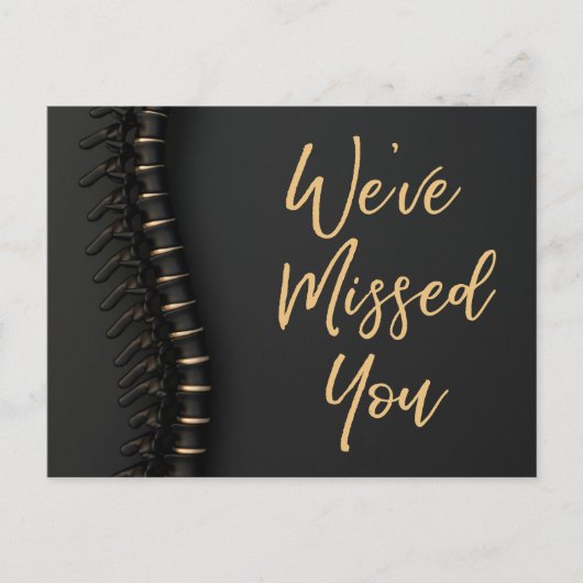 Black Spine We hebben je Chiropractic Recall gemis Briefkaart (Voorkant)