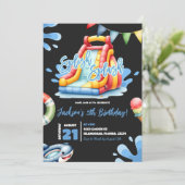 Black Splish Splash Summer Pool Party Verjaardag Kaart (Staand voorkant)