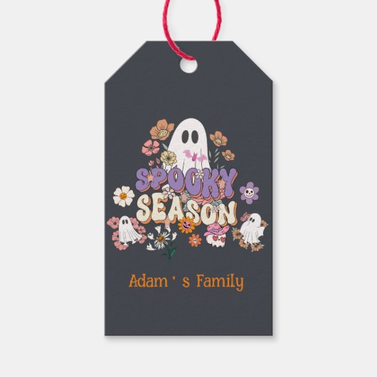 Black Spooktacular Ghosts Halloween Gift Label Cadeaulabel (Voorkant)