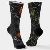 Black Spooky "Boo-tifully Tangled Kat Halloween Sokken (Gebogen)