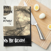Black Spooky Eat, Drink & Be Scary Happy Halloween Theedoek (Quarter Fold)