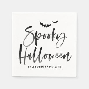 Black Spooky Halloween Brush Lettering   Halloween Servet