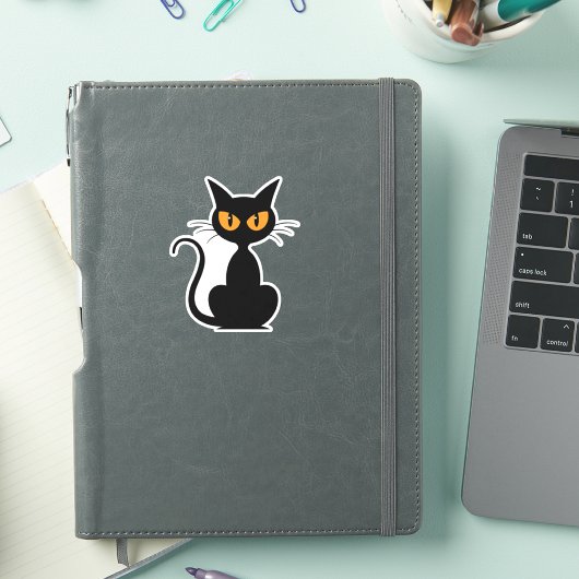 Black Spooky Halloween Cat Sticker