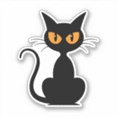 Black Spooky Halloween Cat Sticker (Voorkant)