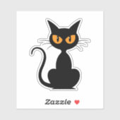 Black Spooky Halloween Cat Sticker (Vel)