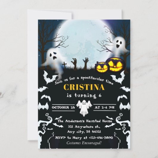 Black Spooky Halloween Verjaardag Kaart (Voorkant)