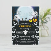 Black Spooky Halloween Verjaardag Kaart (Staand voorkant)