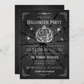 Black Spooky Pumpkins Spider Web Halloween Party Kaart (Voorkant / Achterkant)