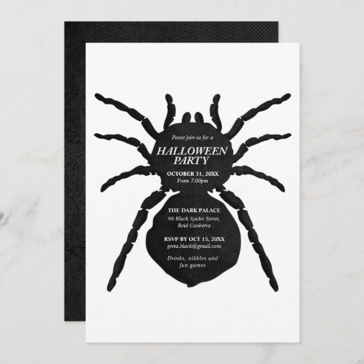 Black Spooky Spider Kind Halloween Kaart (Voorkant / Achterkant)