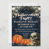 Black Spooky volwassen schedel Halloween uitnodigi Kaart (Voorkant)