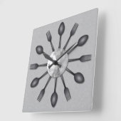 Black Spoons and Forks Wall Clock Vierkante Klok (Hoek)