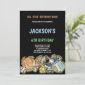 Black Sports Birthday-uitnodigingen Kaart (Staand voorkant)