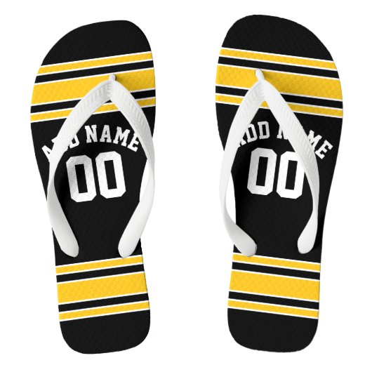 Black Sports Jersey Custom Name Number Teenslippers (Voetbed)