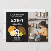 Black Sports-uitnodigingen met foto Kaart (Voorkant)