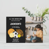 Black Sports-uitnodigingen met foto Kaart (Staand voorkant)