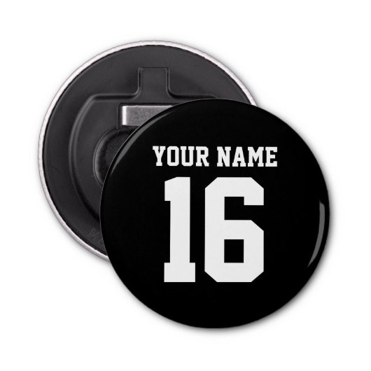 Black Sporty Team Jersey Button Flesopener (Voorkant)